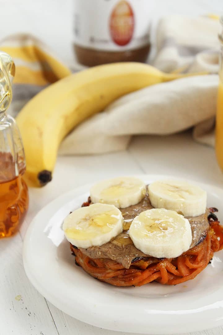 Inspiralized Breakfast Bun with Justin's Almond Butter, Banana & Honey