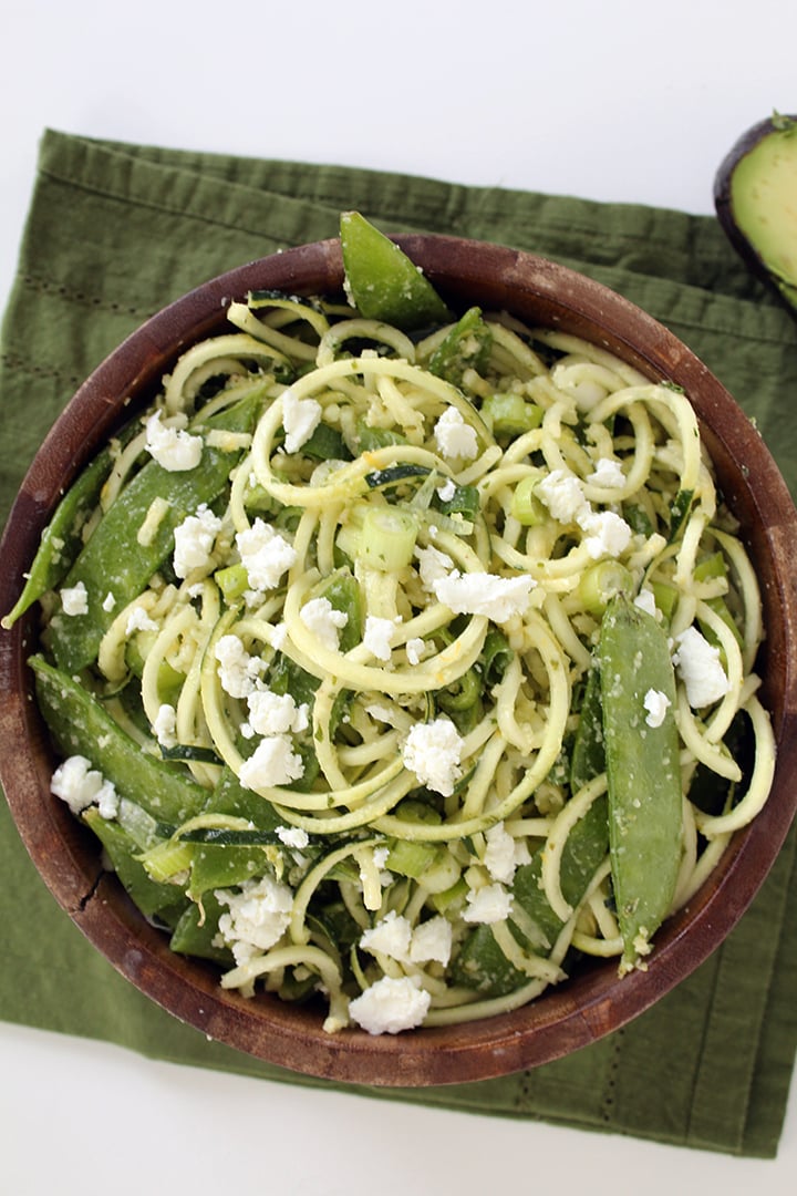 mint pesto zucchini pasta with goat cheese and $75 wild mint shop giveaway!