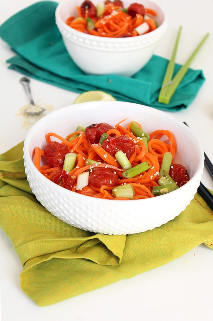 Miso Roasted Tomatoes and Carrot Noodles