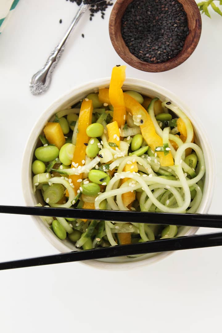 Sesame-Ginger Cucumber Salad with Mint and Edamame