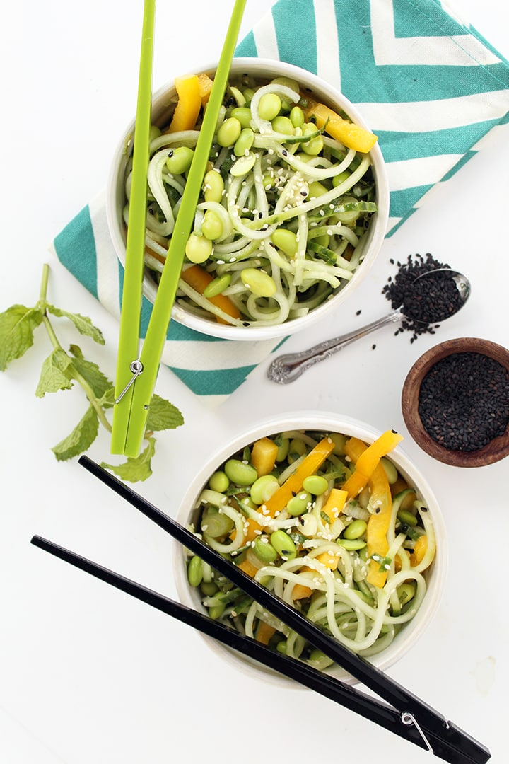 Sesame-Ginger Cucumber Salad with Mint and Edamame