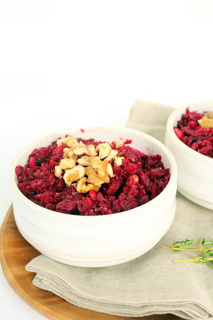 Thyme Beet Risotto with Walnuts