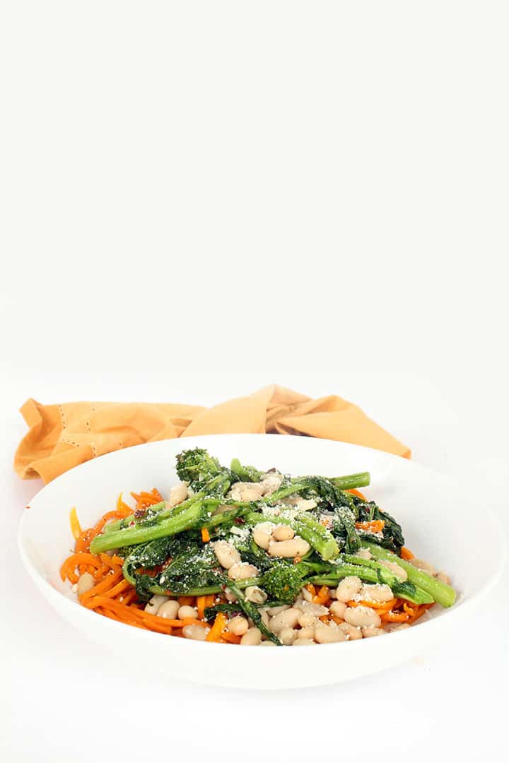 Butternut Squash Pasta with Spicy Garlicky Broccoli Rabe and White Beans