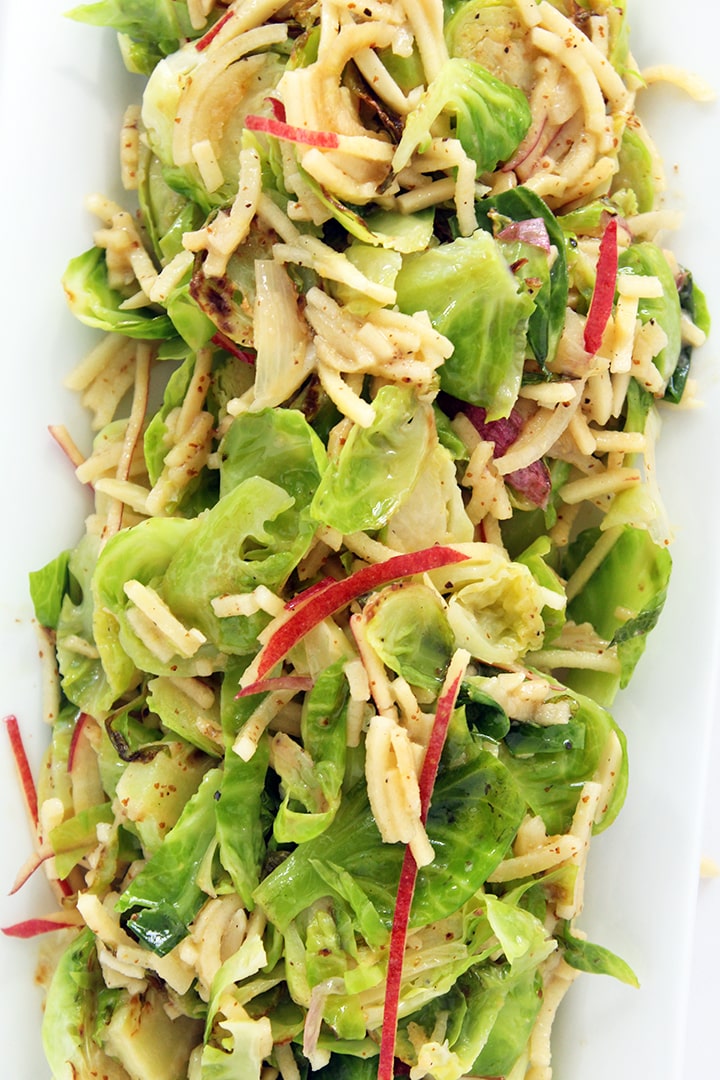 Sweet Hot Mustard Brussels Sprout and Apple-Almond Salad 
